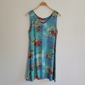 Carol Anderson Vintage Dress Large Sleeveless Scoopneck Hawaiian Resort Tropical